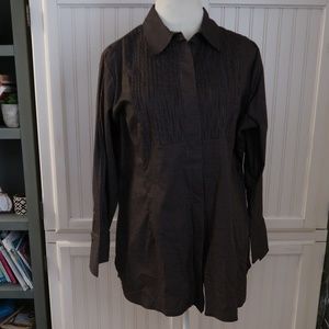 NWT ASHLEY STEWART BROWN BUTTON DOWN 24